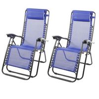 pack de 2 sillas tumbonas con reposabrazos - azul oscuro