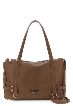 shopper suave efecto piel con grano con correas y hebillas brown taglia unica