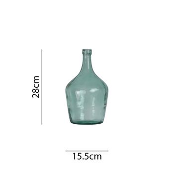 Poenia - Jarrón de Vidrio Estilo Damajuana (28cm) - REF 2129- Florero Decorativo de Boca Estrecha - Color Verde Agua para Flores Secas y Decoración de Hogar