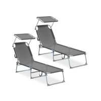 tumbonas plegables con parasol y respaldo ajustable gris
