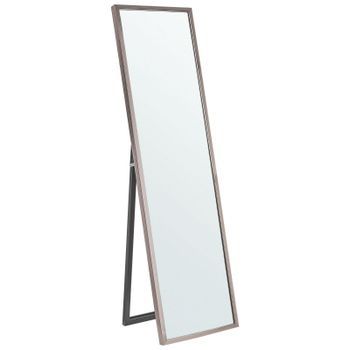 Espejo De Pie De Material Sintético Marco Plateado 40 X 140 Cm Dormitorio Moderno Torcy