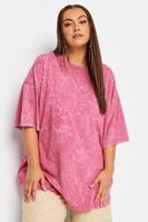 yours camiseta extragrande de algodon rosa efecto lavado mujer curvy y tallas grandes yours
