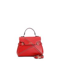 bolso con solapa y acabado patchwork red