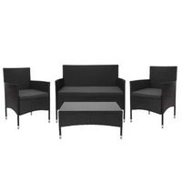 muebles de jardin balcon jardin en poliratan negro sofa sillones mesa cojin gris oscuro 040004212
