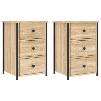 Mesitas Noche 2 Uds Madera Ingeniería Roble Sonoma 40x36x60 Cm Vidaxl