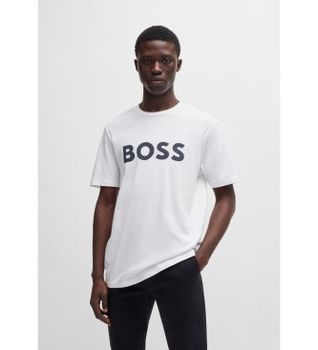 BOSS para hombre. 50481923 Camiseta Punto Logo blanco (XXL), Casual, Algodón, Manga corta