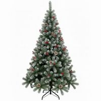 arbol de navidad pino nevado 210cm con adorno de pina frutos rojos y nieve