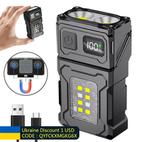 mini linterna led recargable por usb linterna portatil con iman en la parte trasera linterna de camping superbrillante luz de emergencia cob lateral