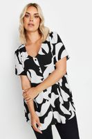 yours blusa blanca y negra estampada manga corta mujer curvy y tallas grandes yours