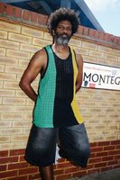 drop armhole stripe open stitch knitted vest verde