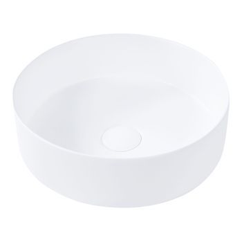 Lavabo Sobre Encimera De Cerámica Baño Redondo Blanco Crema Mate ⌀ 36 Cm Calig