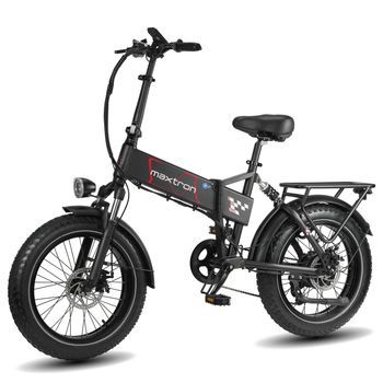 Bicicleta Eléctrica Plegable Maxtron Polaris, Batería De 48v 13ah, Fat Bike De 250w, Negra