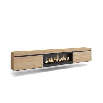 Mueble Tv Jubrique-01 Con Chimenea Eléctrica Suspendido