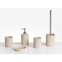 conjunto de 5 accesorios de bano jabonera dispensador de jabon escobilla de inodoro vaso soporte para cepillos de dientes beige claro camana