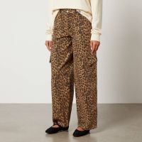 damson madder dion leopard-print cargo wide-leg jeans - uk 8