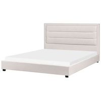 cama de agua de tela beige claro 180 x 200 cm cabecero acolchado rouen