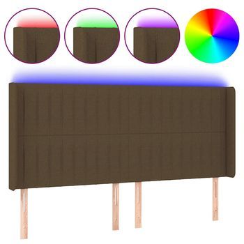 Cabecero Con Led De Tela Marrón Oscuro 163x16x118/128 Cm Vidaxl