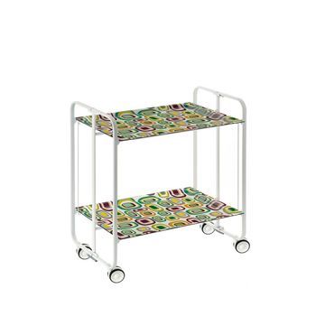 Carrito Auxiliar Plegable Bauhaus Con Ruedas - Armazón Metálico Blanco, 2 Niveles Y 4 Posiciones Ajustables,,80