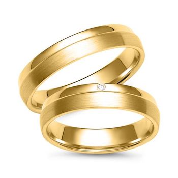 Alianzas oro amarillo con diamante ancho 4,5 mm