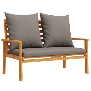 Banco Sofá De Jardín | Banco De Exterior | Silla De Jardín Con Cojines Madera Maciza De Acacia 120 Cm