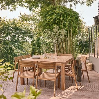 Salón De Jardín De Madera De Teca Maciza Para  2/8 Pers. April