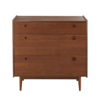 Cómoda de 3 cajones chapada en nogal de 91 cm