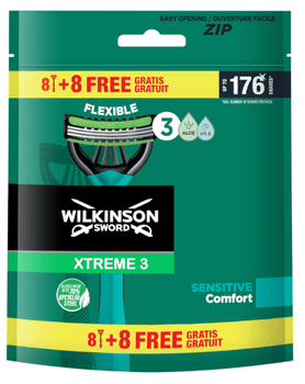 Wilkinson Sword Xtreme 3 Sensitive Bolsa de 8 + 8 Maquinillas Desechables con Aloe Vera