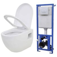 inodoro suspendido de pared con cisterna oculta ceramica blanco vidaxl