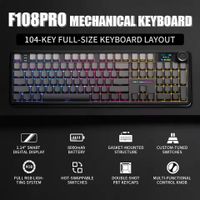 teclado mecanico para juegos aula f108 pro tri-modo personalizable con multiples perillas pantalla rgb inalambrico para esports con pantalla inteligente tft