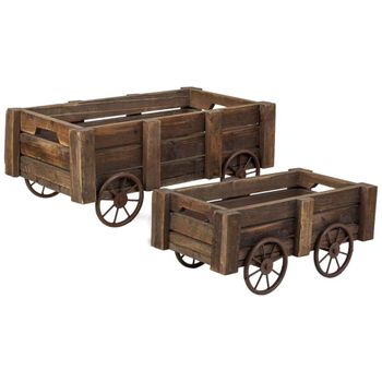 Set 2 cajones de madera marrón 53x31,5x22-44x23,5x19h cm