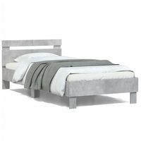 cama para adulto  cama individual  cama con cabecero madera de ingenieria gris hormigon 100x200 cm