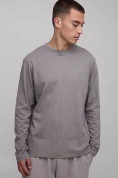 Basic Regular Fit Long Sleeve T-Shirt, Gris