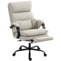 homcom silla de oficina con masaje y calefaccion reclinable 135 con reposapies en piel pu gris claro   aosom espana