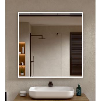 Espejo De Baño Rectangular Marco Blanco 80×80 Cm (al×an) Bellobath