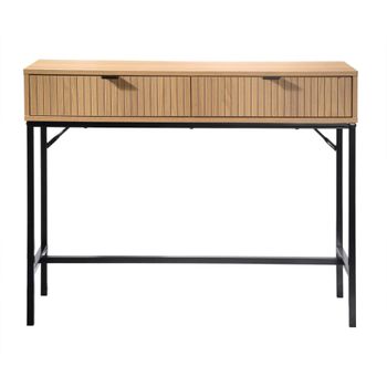 Consola 2 cajones frontal efecto madera ranurada - l100 x h80 cm
