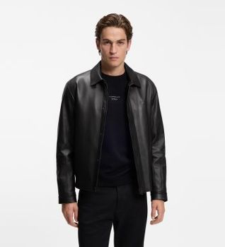 BOSS para hombre. 50569177 Porsche x cazadora de piel con cierre magnético oculto negro (L), Casual