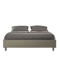 cama con almacenaje acolchada sin cabecero 160x210 cuero sintetico capuchino azelia