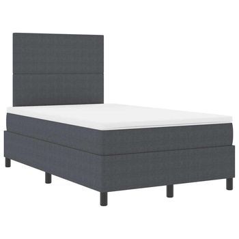 Cama Tipo Box Spring Gris Oscuro Y 120 X 190 Cm Tela De Pana Vidaxl