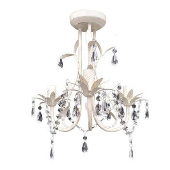Lámpara Colgante Araña De Cristal Elegante Blanca Vidaxl