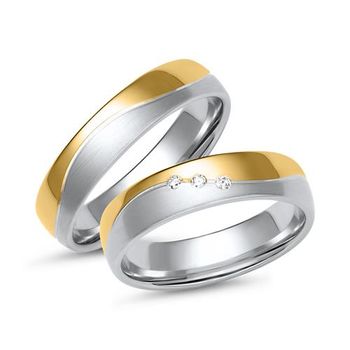 Alianzas de oro blanco y amarillo con 3 diamantes