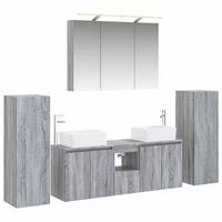 juego de muebles de bano 6 uds sonoma gris vidaxl