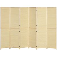 homcom biombo en bambu de 6 paneles 270x180 cm separador de ambiente divisor de espacio plegable - natural   aosom espana