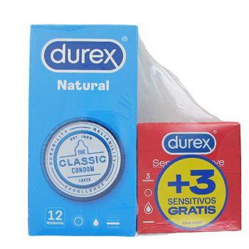 Durex Natural plus easy on 12 unids + 3 SENSITIVOS DE REGALO