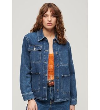 Superdry para mujer. W5011677A Chaqueta vaquera Chore azul (XS), Casual, Algodón, Denim, Manga larga