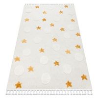 alfombra yoyo gd75 blanco  naranja - estrellas circulos para ninos 120x170 cm
