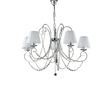 Lámpara De Araña Magda De Hierro Cromado De 5 Luces Con Pantallas 115 Ø72 Bl146-5-cr-par