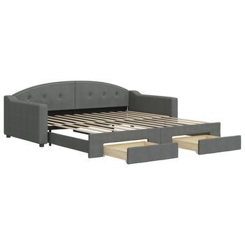 Sofá Cama Nido Con Cajones Tela Gris Oscuro 100x200 Cm Vidaxl