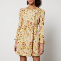 batsheva x laura ashley prairie floral-print cotton mini dress - us 8uk 12