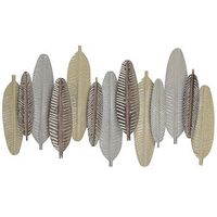 decoracion de pared plumas de metal dorado y plateado 66 x 37 cm estilo industrial moderno antimony