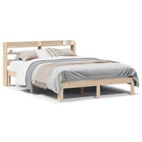cama de matrimonio  cama de adulto  estructura de cama con cabecero madera maciza pino 140x200 cm